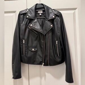 Nine West Black Leather Biker Jacket
